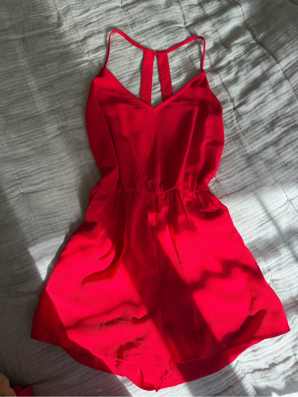 Bright Red Strappy Romper